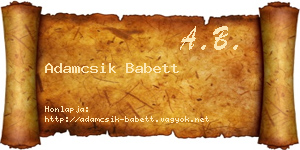 Adamcsik Babett névjegykártya